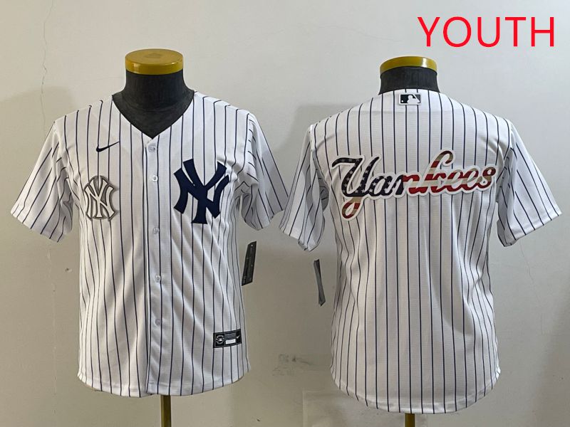 Youth New York Yankees Blank White Stripe Game 2025 Nike MLB Jersey style 30
